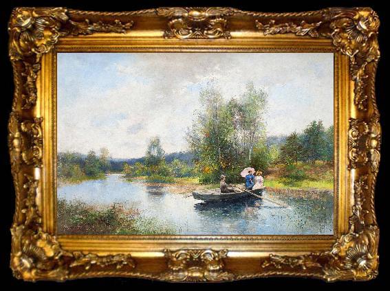framed  Severin Nilsson Rowing in a summer landscape, ta009-2